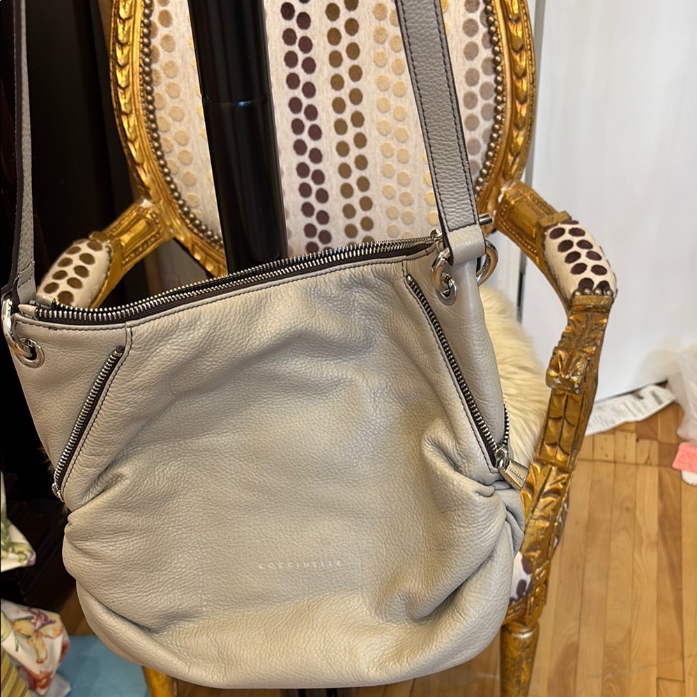 COCCINELLE Elegant taupe leather Structured crossbody Bag